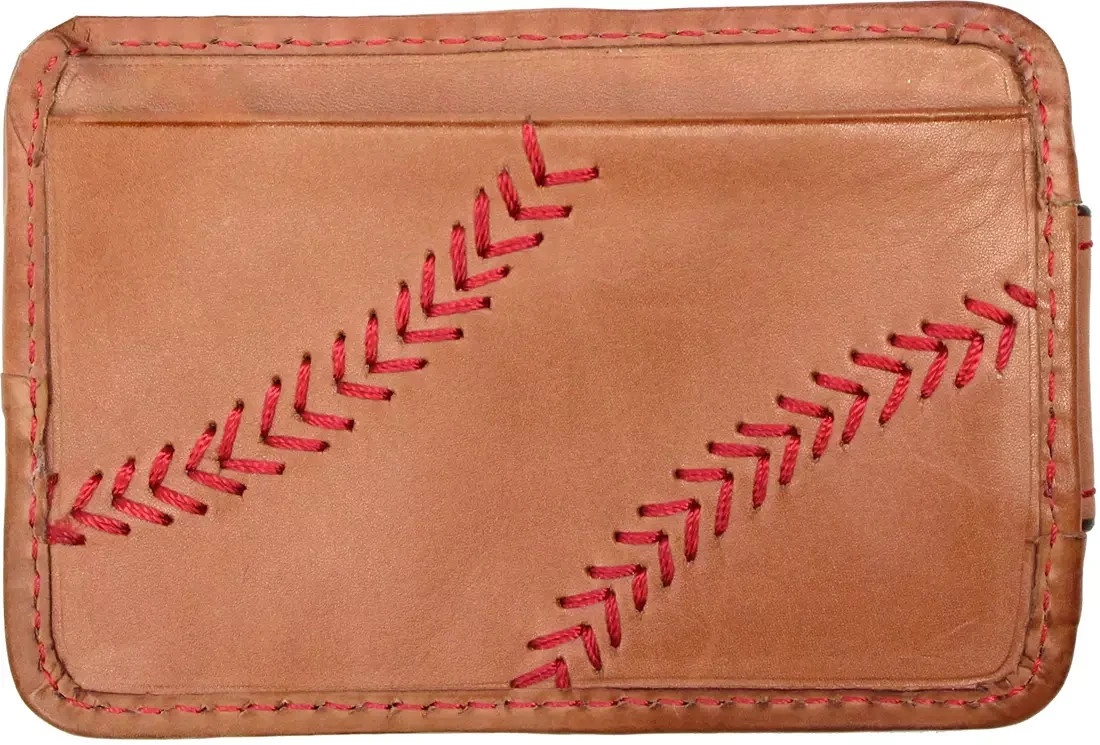 Rawlings Baseball Stitch Leather Front Pocket Magnetic Wallet RS10002 RFID - TAN