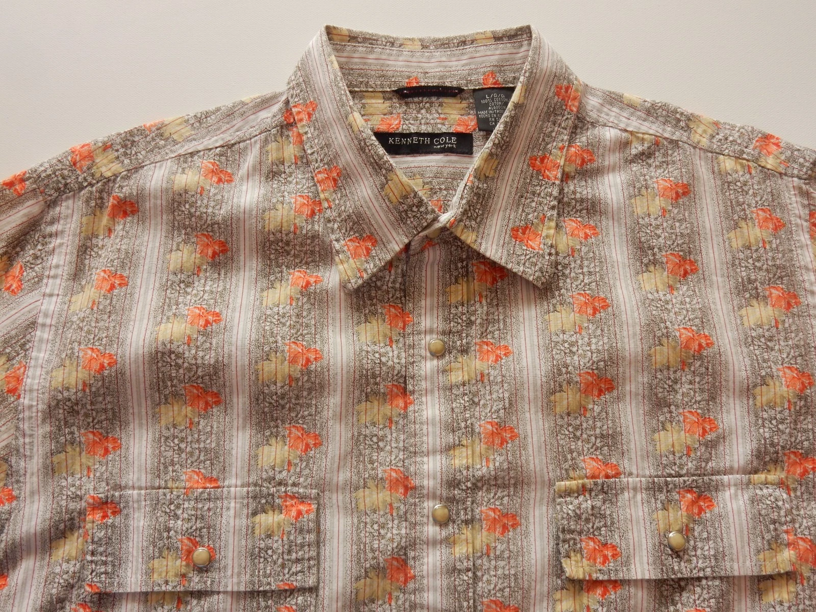 Kenneth Cole Men's Snap Button Shirt Size L