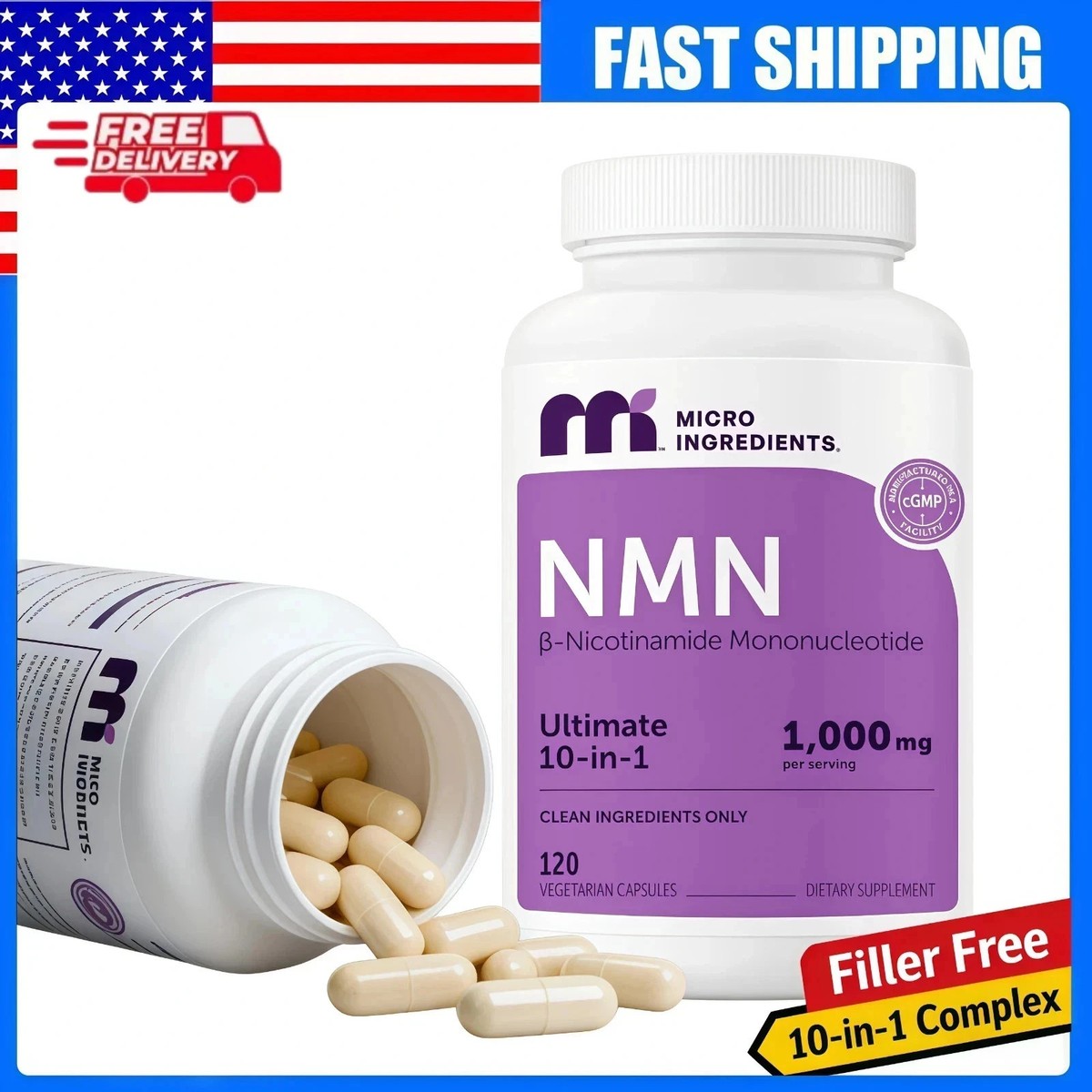 Micro Ingredients NMN Complex 1000mg 10-in-1 | NAD+ Booster with