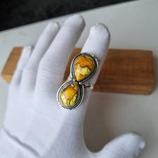 Honey Dahlia Turquoise Ring 925 Sterling Silver Handmade Jewelry 9 Size BT32