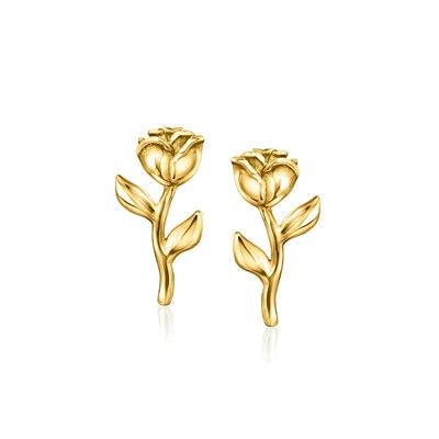 Pure Collection by Ross-Simons Italian 14kt Yellow Gold Rose Flower Earrings