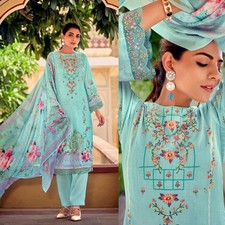 TURQUOIS PAKISTANI PRINTED COTTON INDIAN READYMADE LADIES SALWAR KAMEEZ SUIT SNJ