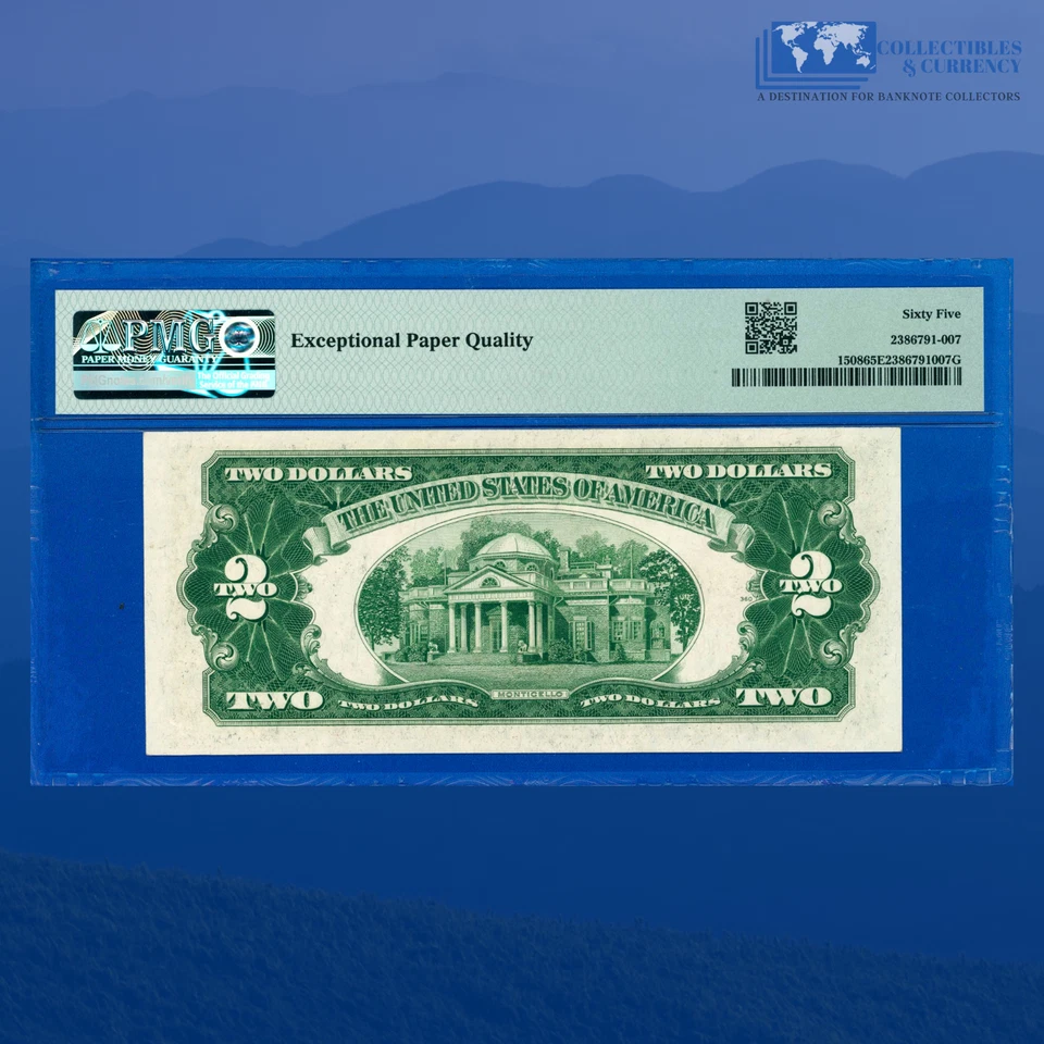 Fr.1508 1928G $2 Two Dollars Legal Tender Note, E/A Block, PMG GEM 65 EPQ #40438 - Image 2 of 3