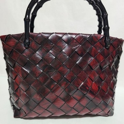 FALOR LE BORSE Woven Mesh Handbag Tote Bag Handle Leather in Brown from Japan