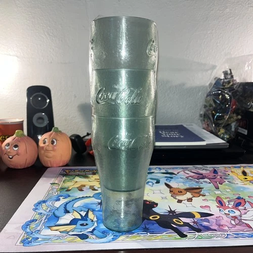 Plastic Coca-cola Vintage Green Plastic “Cracked Ice” Design Set Of 3