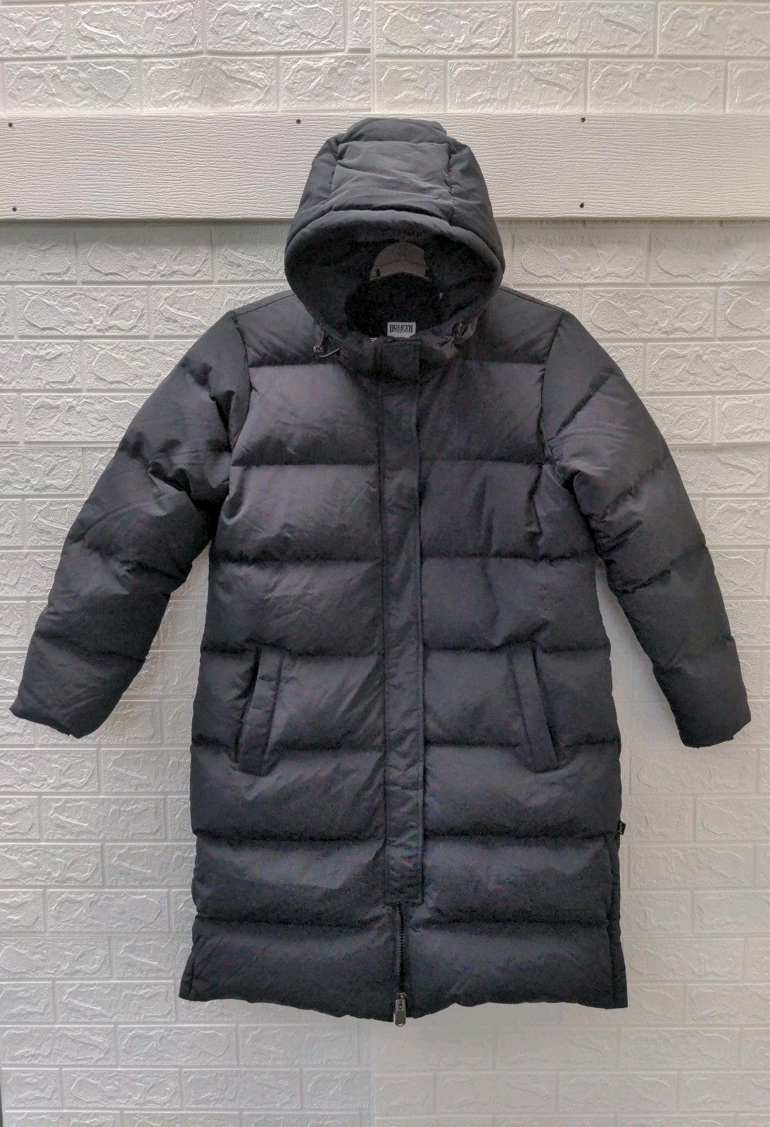 New Duluth Trading Co Women's Ruffer Puffer Artic Down Long Coat Black Sz L