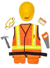 Melissa & Doug Construction Worker Role Play Costume Dress-Up Set (6 pcs)