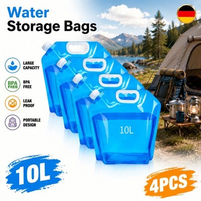 4PCS Wasserkanister Faltbar Kanister Camping Festival Wasserbehälter 10L Outdoor