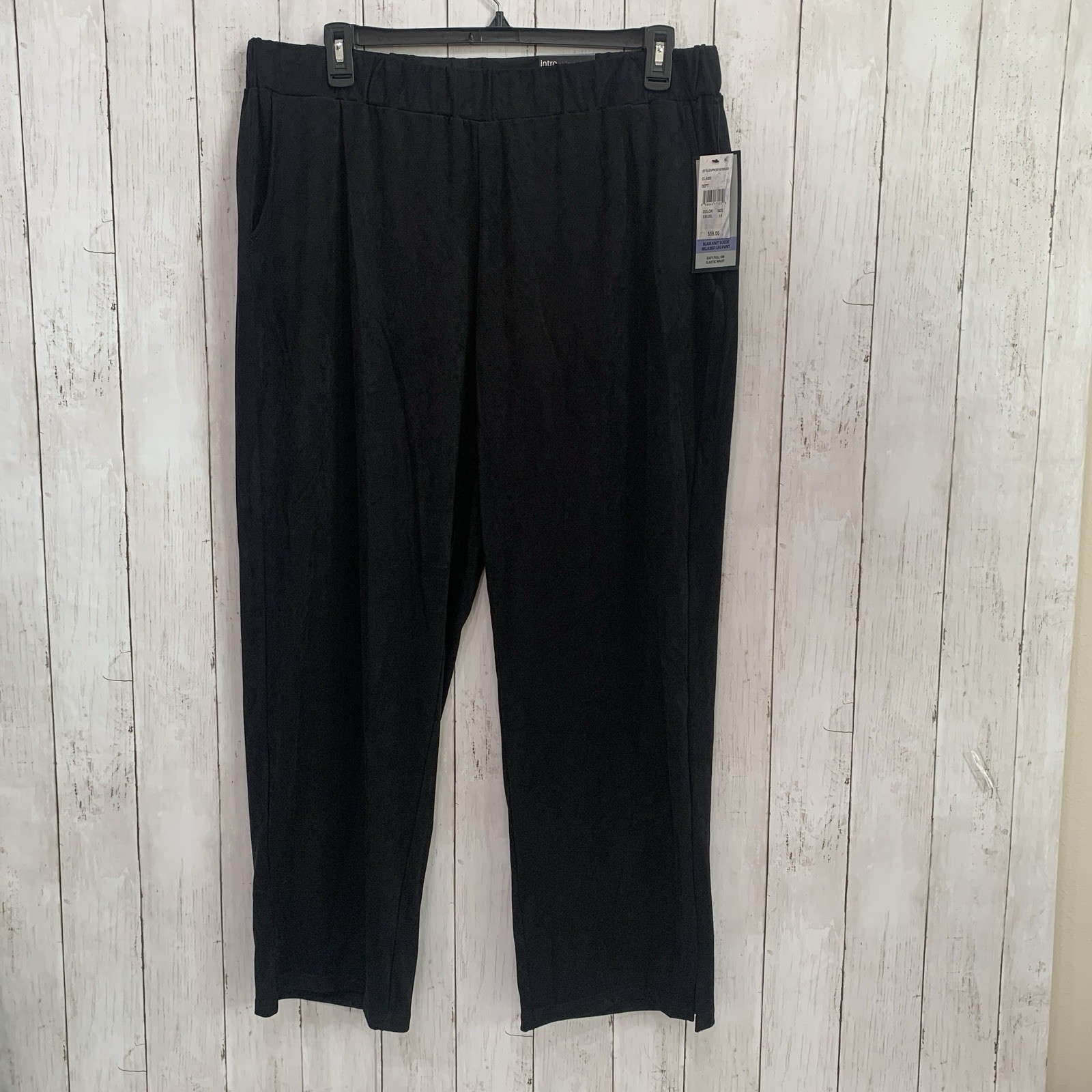 NWT Intro Blair Knit Suede Relaxed Leg Black Pants Elastic Waist Pull On Size 1X