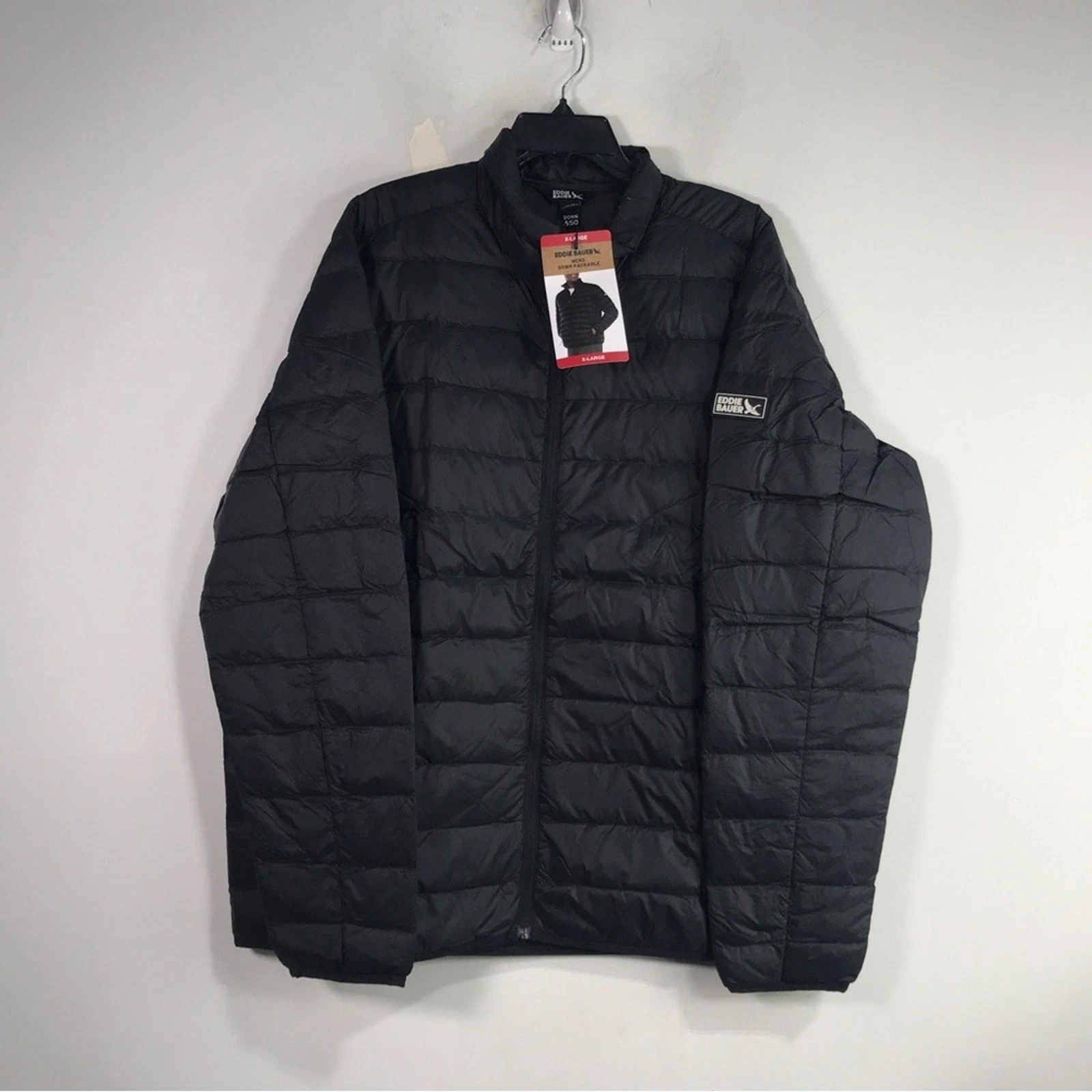 Eddie Bauer Down Packable Zip Jacket, Men's Size XL - Black