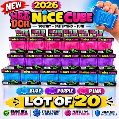   NEW 2026 Nee Doh Nice Cube - Blue, Purple & Pink - LOT OF  20