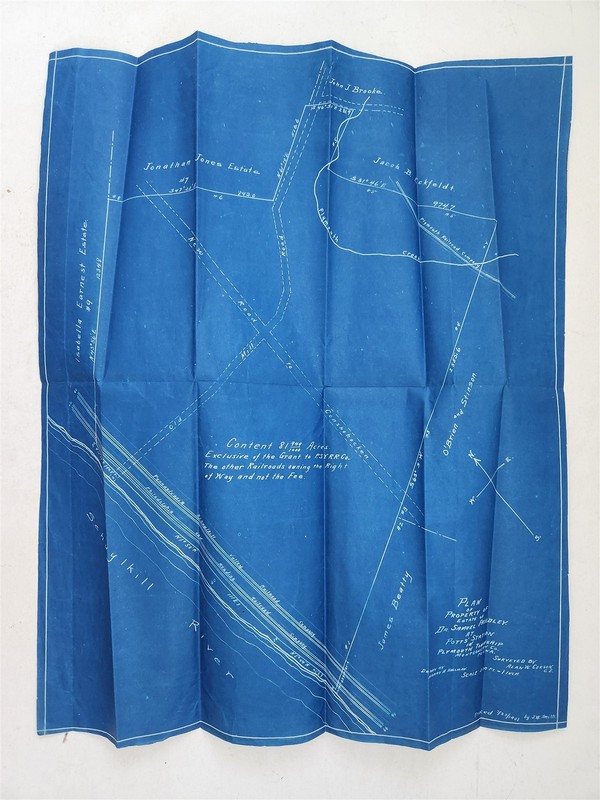 1901 antique BLUEPRINT plymouth township pa RAILROADS & Dr. SAMUEL FREEDLEY