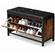 Panca Scarpiera Seduta Imbottita Industrial Porta Scarpe Salvaspazio 80x30x51cm