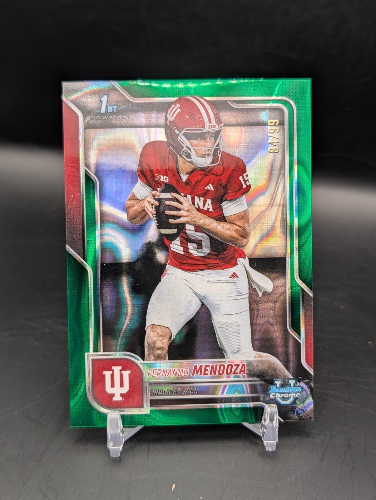 Fernando Mendoza 2025 Bowman U Chrome Green Lava Refractor /99 1st Bowman RC