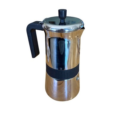 Brim 6 Cup Moka Coffee Maker Stainless Steel Stovetop Flip Top Lid