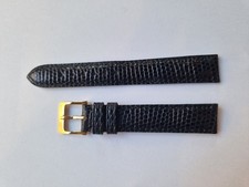 Bracelet montre en cuir de lézard noir mat pour homme et femme