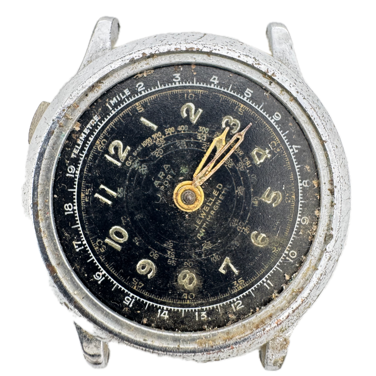 Vintage 34mm Fara Sport Men's Basic Chronograph Wristwatch USA Chrome Plated