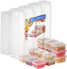 4 oz Plastic Containers with Lids(100 Pack)，Condiment Containers with Lids, Po