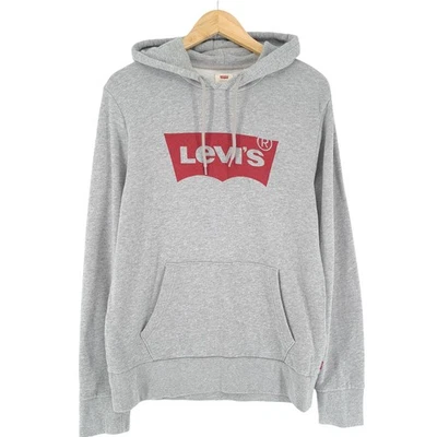Hoodie Vintage Levi's à Capuche Homme Gris Coton Pull-Over Taille M - Photo 1/4