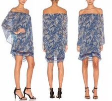 Alice & Olivia Mosaic Paisley Print On Or Off The Shoulder Lined Dress * Small