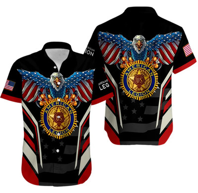 Eagle And American Legion United States Veteran All Over Prints Hawaiian Shir