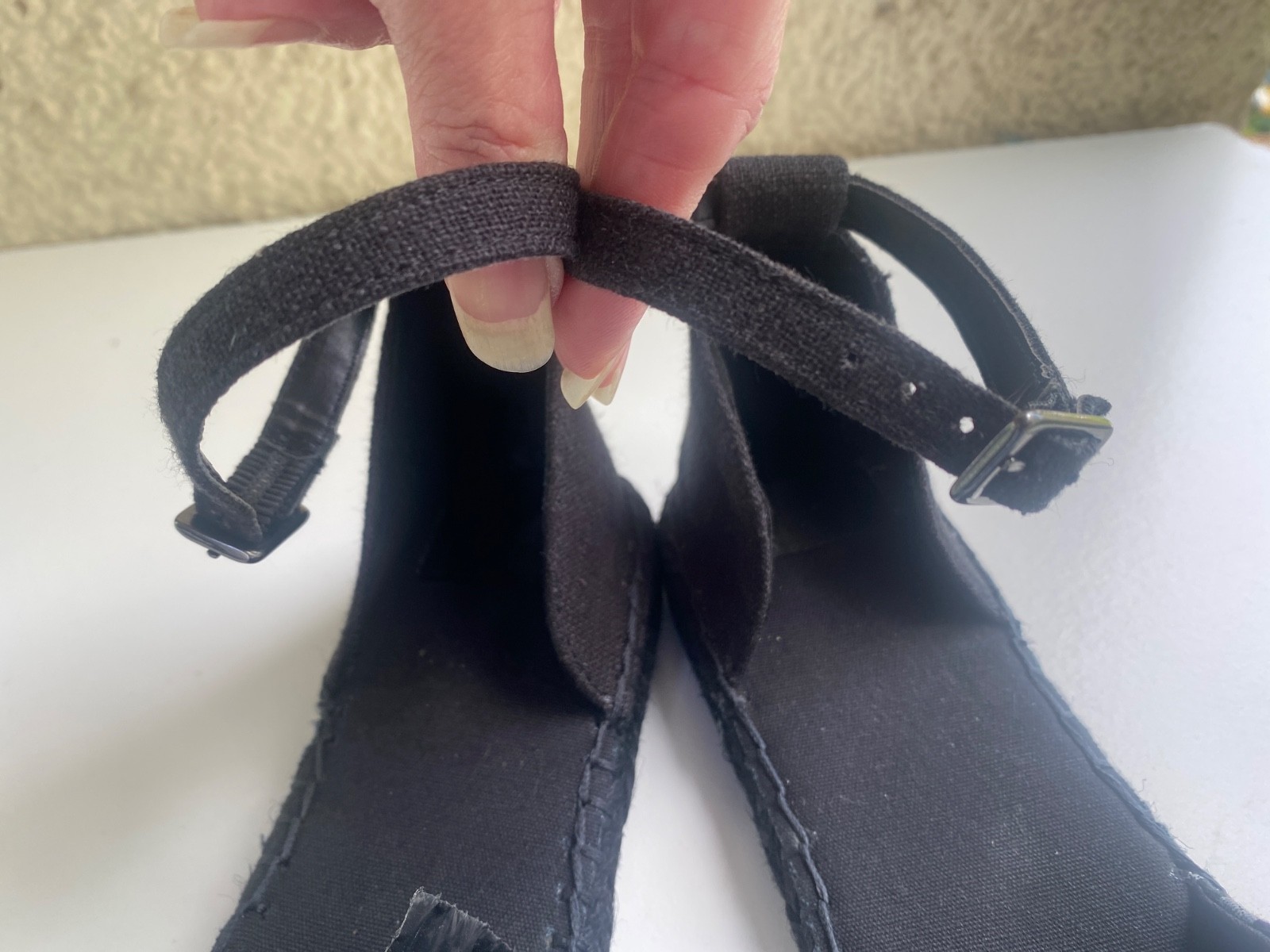 APL Sandali alla caviglia Marks & Spencer nero bianco Gingham Insolia taglio piatto UK6