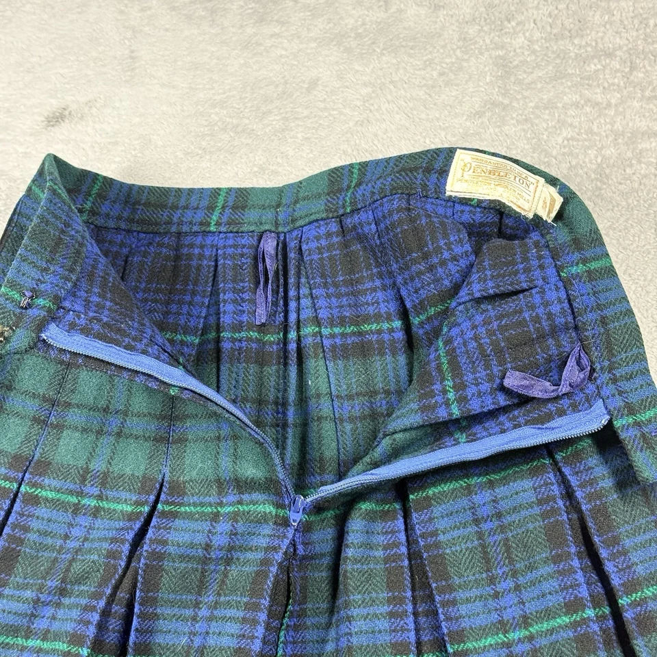 Falda Pendleton Mujer Talla 10 Lana Baird Tartán Plisada Falda Escocesa Azul **LEER** Foto 3 de 4
