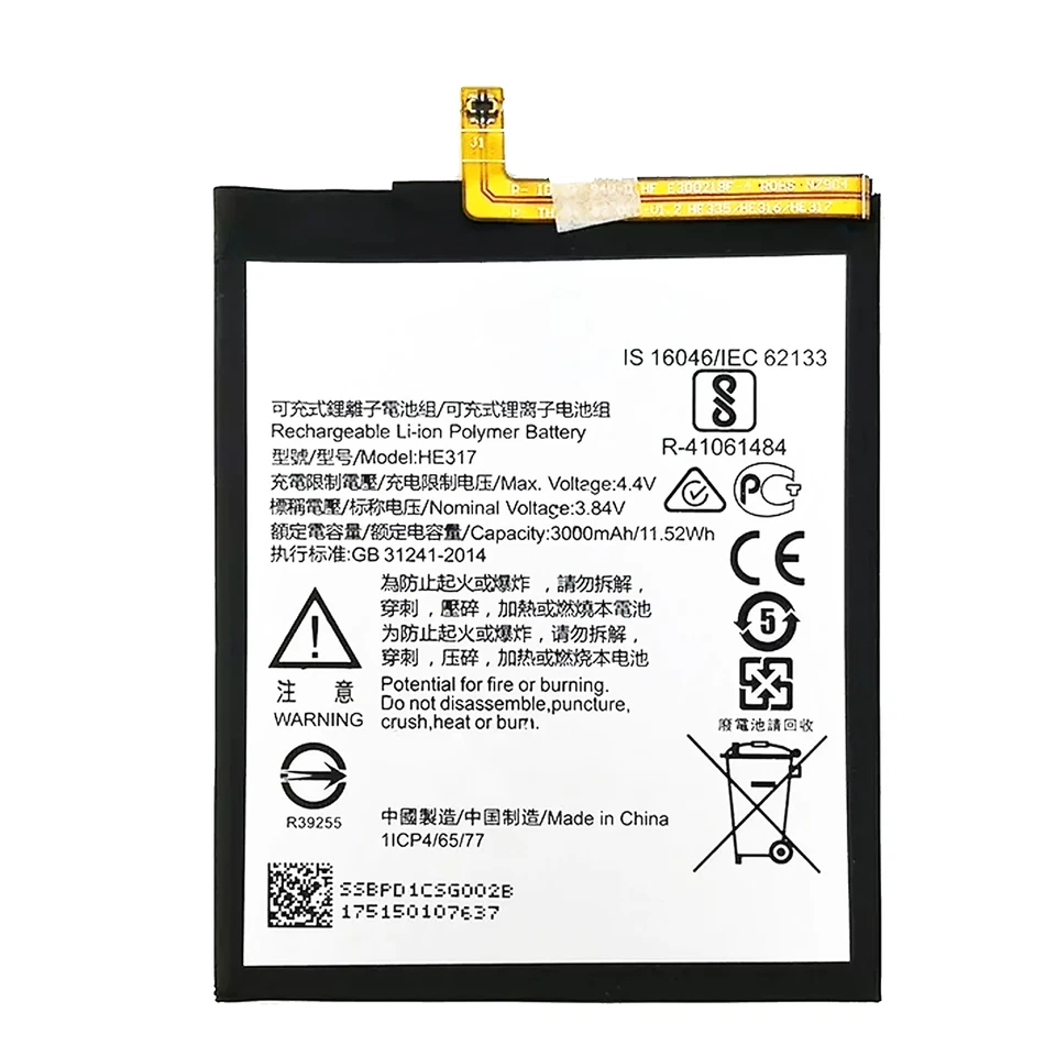 Nueva batería HE317 para Nokia 6 TA-1000 TA-1003 TA-1021 TA-1025 TA-1033 TA-1039 Foto 2 de 4