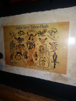 Sailor Jerry Tattoo Flash, Limited Edition Print 22x 15x Signed