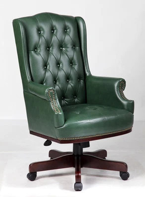 MANAGERS DIRECTORS CHESTERFIELD ANTIQUE STYLE CAPTAINS LEATHER OFFICE DESK CHAIR