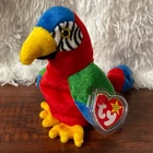 1998 Ty Beanie Babies JABBER the Parrot Vintage Macaw Bird Plush Toy Baby PE 310