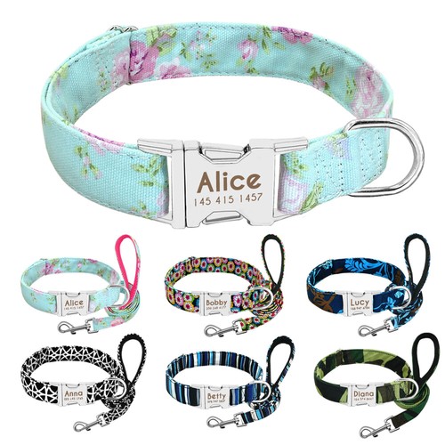 Collar y Correa Perro Personalizado Collares Perros con Patrones Florales | eBay