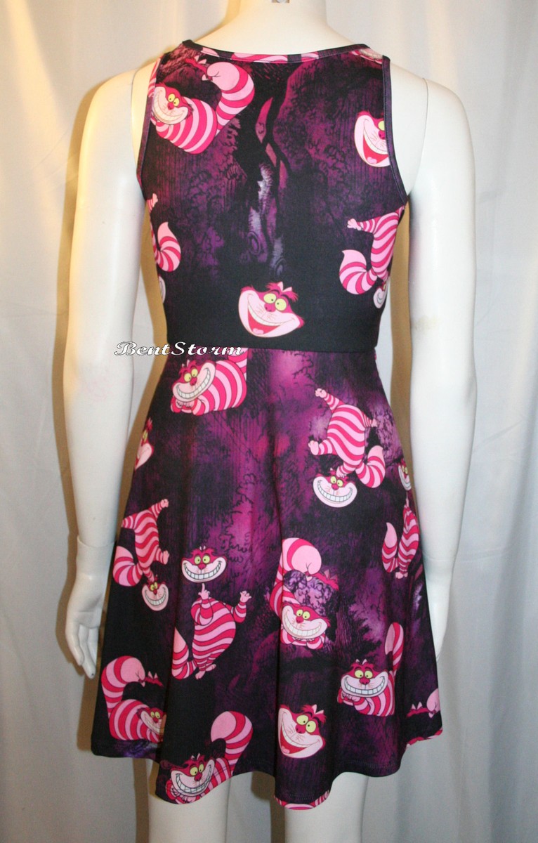 cheshire cat skater dress Cheshire Cat Fit Flare Skater Dress Disney Alice in Wonderland JUNIORS S-M  NWT