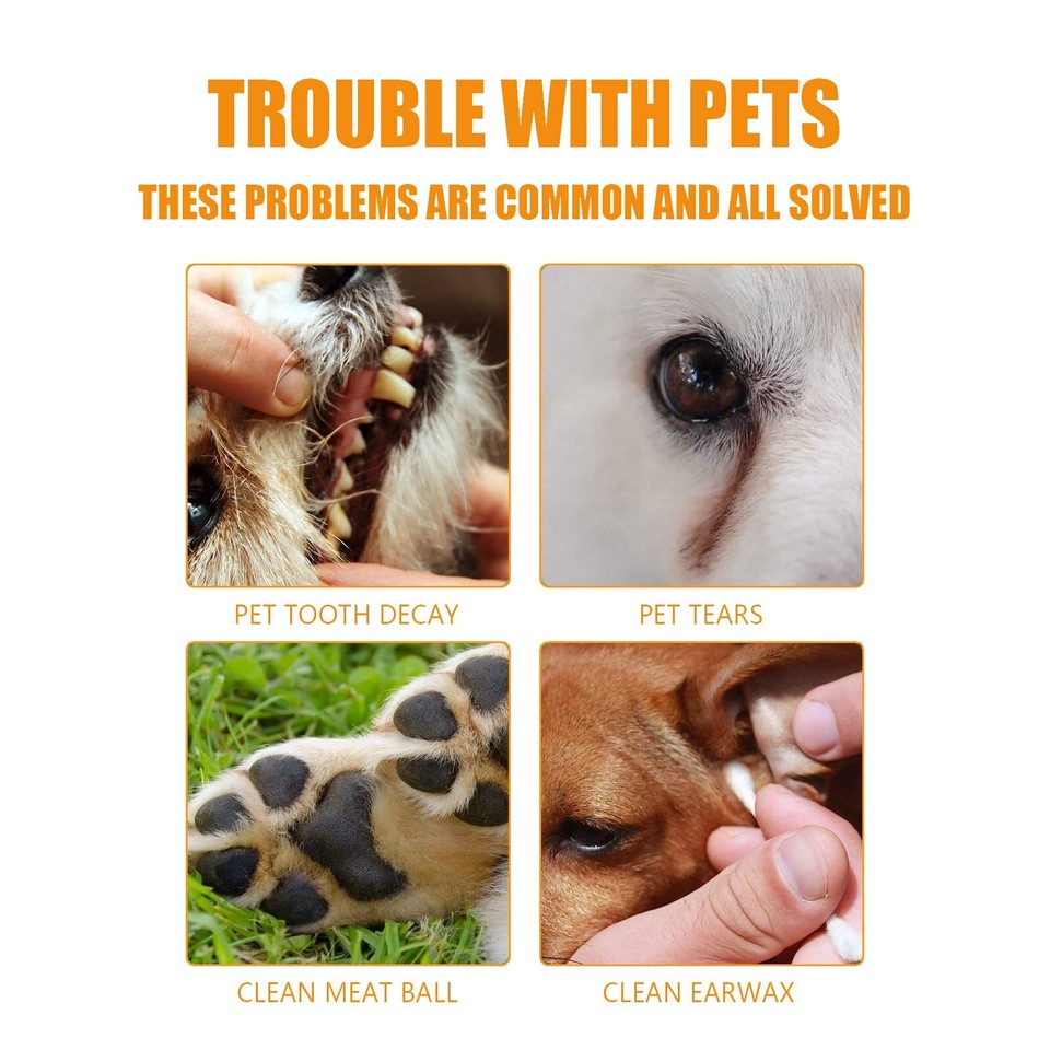 Pet Dental Fingers Wipes, Dog Teeth Cleaning Finger Cots,50 Wipes Oral