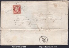 FRANCE N° 17A SUR LETTRE AVEC PC 1558 ISSOIRE PUY DE DOME + CAD DU 10/08/1856