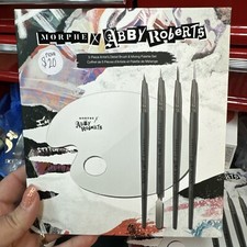 Juego de 5 pinceles y paleta mezcladora Morphe x Abby Roberts detalle artista nuevo en caja