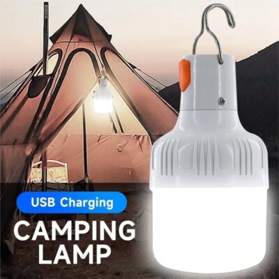 60W USB Rechargeable LED Bulbs Outdoor High Brightness Light Quick Connect
