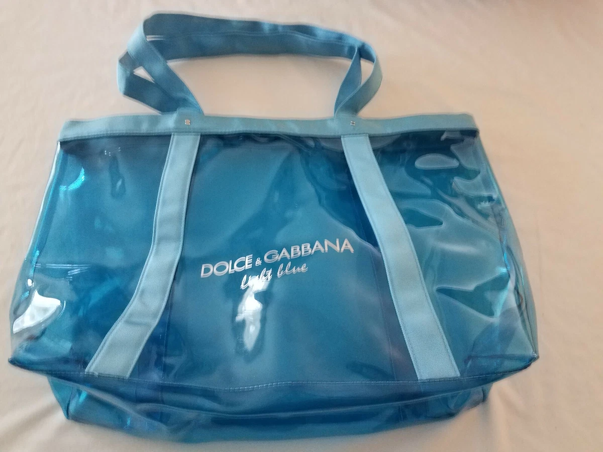 Dolce Gabbana light blue Woven Plastic Tote Summer Pool Beach