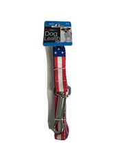 Duke's Patriotic Leash 4 Foot NEW with tags Metal Clip Flag Stars Stripes Pup Ao