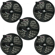 5pcs x 16.4ft 300leds RGB 5050 SMD LED Strip Light Lamp Black PCB Non-Waterproof