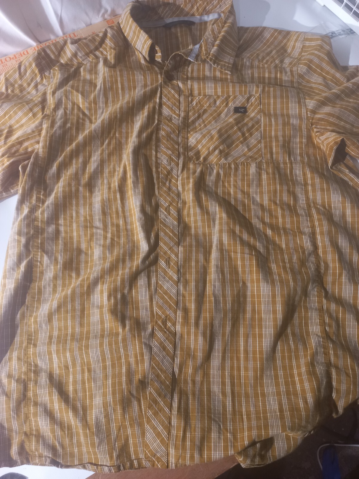 ARC'TERYX Camicia abbottonata Early Arcteryx da uomo grande marrone arancione a scacchi escursionismo manica corta