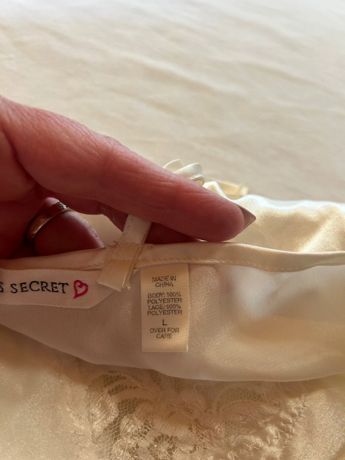 UNDERCOVER Abito slip ballerina seta vintage anni 90 Victorias Secret L avorio raso pizzo