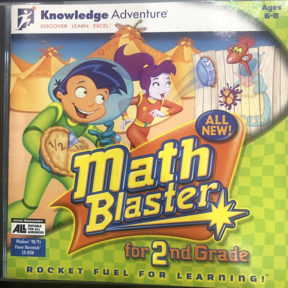 Math Blaster For 2nd Grade PC MAC CD kids learn problems fractions game.    A-34 - Image 2 of 4