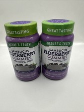 Lot 2 Natures Truth Sambucus Elderberry Gummies, Vit. C, Zinc 50 Gum.EXP 12/26