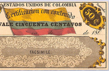 COLOMBIA CUBIERTA *FACSIMILE* Postal Stationery 50c FLAG Unused {samwells}WB392