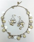 Lia Sophia Two Tone Emamel & MoP Disc Charms Necklace & Drop Earrings Set 40.6g — photo 1