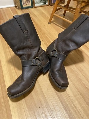 Vintage FRYE Harness Boots Men's Brown 12M Square Toe USA Made