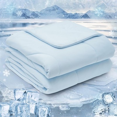 PHF Soft Cooling Blanket Queen Size for Hot Sleepers Ice Blue 90x90