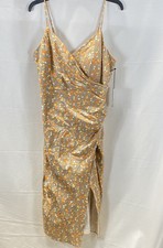 Bailey/44 Women's Beige Confetti Dot V-Neck Draped Midi Sundress NWT Sz Large