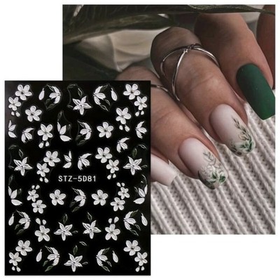 5D Nail Art Sticker Aufkleber geprägt Blumen Floral Gänseblümchen Farn Dekoration 5D81